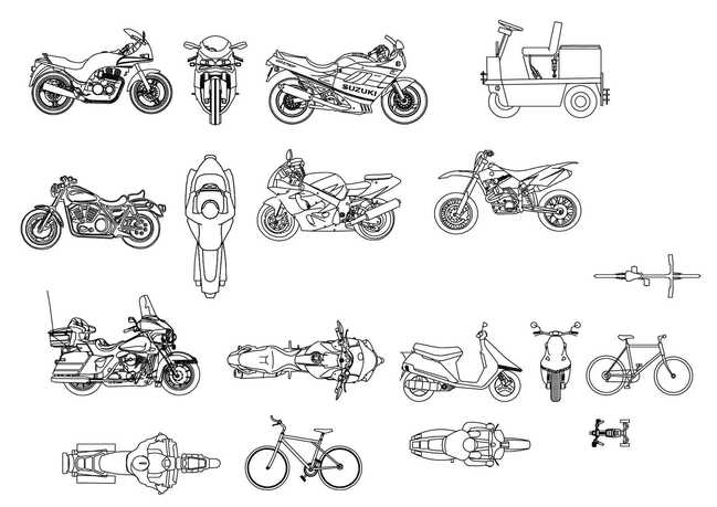 Motorky bicykel podorys pohlad