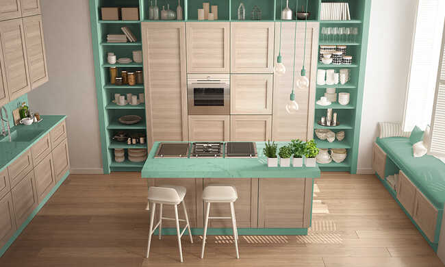aquamarine green kitchen colors
