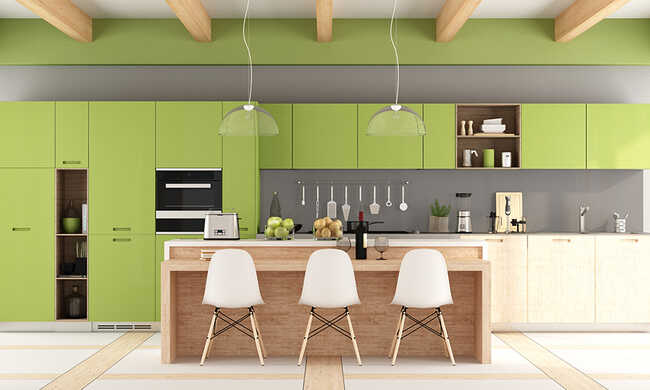 light green colour kitchen